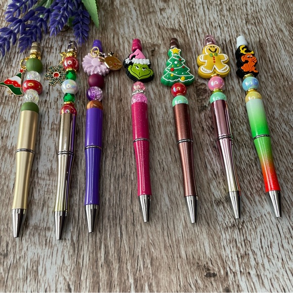 Handcrafted Ginger Tree Pens Beaded Unique Artisan Gifts Office Accessories - Picture 2 of 9